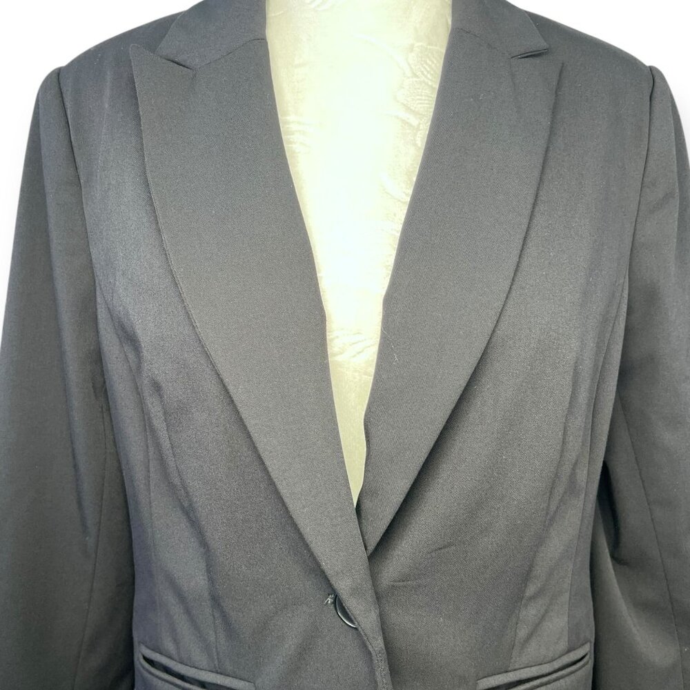 Liz Claiborne Petite Black Blazer 8P Stretch Career Office Jacket - Picture 2 of 10